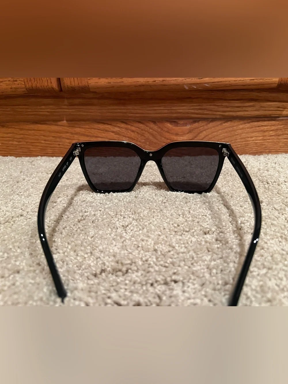 Quay Australia Black Square Shape Black & Gold Level Up Sunglasses with Case